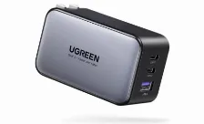 Cargador Ugreen Nexode 65w, Gan, 2x Usb-c, 1x Usb-a, Carga Rapida, Negro/gris