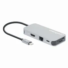Docking Station Manhattan Velocidad 5 Gbit/s, Interfaz Usb 3.2 Gen 1 (3.1 Gen 1) Type-c, Hdmi 1.4, Usb A (3.1 Gen 1) 3