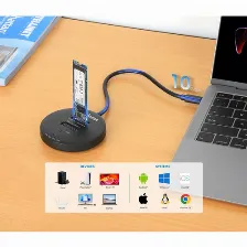 Docking Y Clonador De Ssd M.2 Nvme De Manhattan, Velocidad 10 Gbps, Interfaz Usb-c, Duplica Datos Sin Pc.