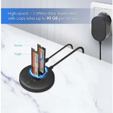 Docking Y Clonador De Ssd M.2 Nvme De Manhattan, Velocidad 10 Gbps, Interfaz Usb-c, Duplica Datos Sin Pc.