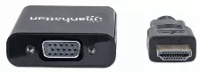 Adaptador Manhattan Hdmi Macho A Vga Hembra, 1080p, 22cm, Negro