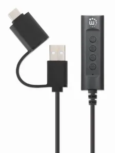Divisor Audio Manhattan 153560 Usb-c & Usb-a A Usb-a & 3.5 Mm, 1 M, Negro