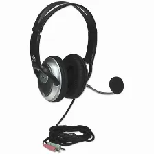 Audífonos Manhattan Audífonos Estéreo Clásicos Diadema, Alámbrico, 3.5 Mm, Negro