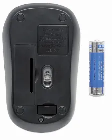 Raton Manhattan 179416, Optico, Rf Inalambrico, Resolucion 1000 Dpi, Ambidextro, Color Negro/azul, Alcance 10m, Bateia Aa