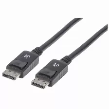Cable Manhattan Displayport 1.2 A Displayport 1.2 Macho, Blindado, 2.0 Metros, Color Negro