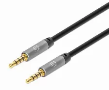 Cable De Audio Manhattan Cable Auxiliar De Audio Estéreo 3,5mm A 3,5mm, 5 M, Negro, Plata