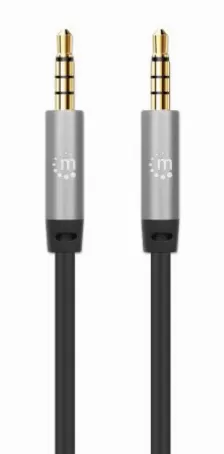 Cable De Audio Manhattan Cable Auxiliar De Audio Estéreo 3,5mm A 3,5mm, 5 M, Negro, Plata