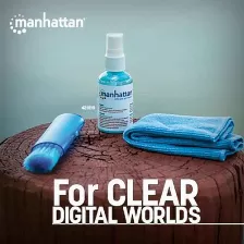 Mini Kit De Limpieza Manhattan Para Pc Y Pantallas, Solucion De Limpieza 60ml, Pano Limpiador Y Cepillo Suave