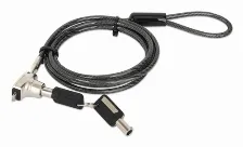Cable Antirrobo Manhattan Kensington, Llave, 1.5 M, Acero, Zinc, Negro