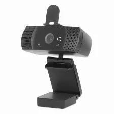 Camara Web Manhattan, Full Hd, 30fps, Rotacion 360, Usb, Microfono, Negro