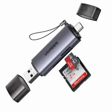 Lector De Memorias Ugreen, Interfaz Usb-a/usb-c, Microsd, Sd, Hasta 2tb, Plata
