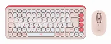 Kit Teclado Y Mouse Logitech Pop Icon Combo Interruptor De Llave De Tijera, Inalámbrico, 400 Dpi, Rosa