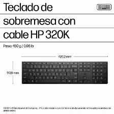Teclado Hp Teclado De Escritorio 320k Con Cable Alámbrico, Usb, Interruptor De Membrana, Negro