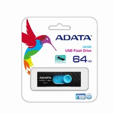 Memoria Usb Adata Uv320 64gb, Usb 3.2 Gen 1, Factor De Forma Deslizar, Color Negro/azul (auv320-64g-rbkbl)