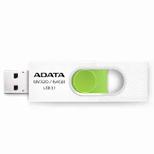 Memoria Usb Adata Uv320, 64gb, 3.2 Gen 1 (3.1 Gen 1), Factor De Forma Deslizar, Color Verde/blanco