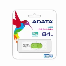 Memoria Usb Adata Uv320, 64gb, 3.2 Gen 1 (3.1 Gen 1), Factor De Forma Deslizar, Color Verde/blanco
