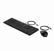 Kit De Teclado Y Mouse Hp 225, Alambrico, Usb, Negro