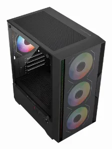 Gabinete Gamer Balam Rush Nitrox Edge Pro Aircool 4900c / Mini Torre / Micro-atx, Mini Itx / Incluye 3 Ventiladores Argb 120 Mm / Cristal Templado / Negro / Br-943895