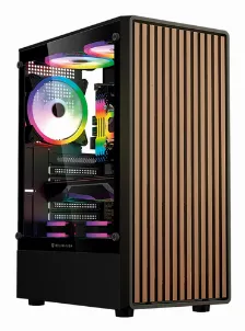 Gabinete Balam Rush Br-943949 Midi Tower, Psu No, Vent. 3x 120 Mm, Vent. 1x 120 Mm, Negro, Madera