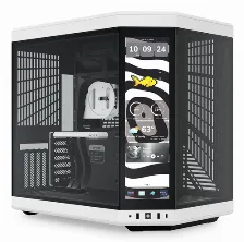Gabinete Hyte Y70 Touch Infinite, Mid Tower, Dual Chamber, Pantalla Lcd, Blanco/negro