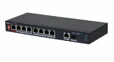 Switch/ Dahua/ Pfs3110-8et1gt1gf-96 / Poe De 10 Pts/8 Pts Poe 10/100/1pto Sfp De1000 Mbps/1 Pto Uplink De 10/100/1000/ 96 Watts Totales/ Alimentacion Hasta 250 Mts/soporta Poe Whatchdog/pto Rojo Sopo