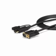 Adaptador Vídeo Startech.com Vga (d-sub) A Hdmi + Micro Usb, 3 M, Negro