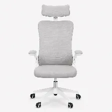 Silla Gerencial Modamob, Modelo Graphite, Reposabrazos, Cabecera Y Respaldo De Malla, Piston De Gas C3 120kg, Color Blanco/gris, Granel (sin Caja)