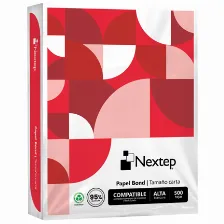 Paquete De 500 Hojas De Papel Nextep, Alta Blancura 95%, Tamano Carta.