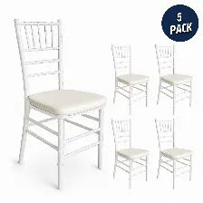 Paquete De 5 Sillas Modamob, Modelo Tiffany, 161cm X 40cm X 46cm, 20 Kg, Incluye Asiento Acolchado, Color Perla