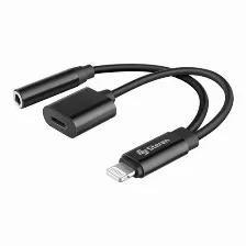 Cable Lightning Steren Pod-457 Lightning A Lightning + 3.5mm, Negro
