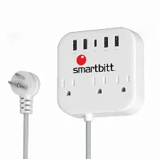 Multicontactos Smartbitt 125v, 1.5 M, 3 Contacto Nema 5-15r, Blanco