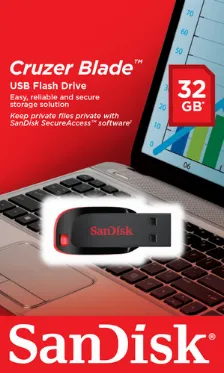 Memoria Usb Sandisk Cruzer Blade 32gb, 2.0, Negro/rojo