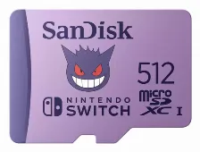 Memoria Microsd Sandisk 512gb, Velocidad 100 Mb/s, Nintendo Switch, Edicion Pokemon Gengar