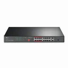 Switch Tp-link Tl-sl1218p No Administrado, Rj-45 18, Gigabit Ethernet (10/100/1000), (poe +) 16, 1u, Negro