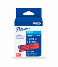 Cinta Brother Tze441g Negro Sobre Rojo, 1.8 Cm, 8 M