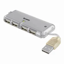Hub Steren Usb-520 Interfaz Usb 2.0, Cantidad De Puertos 4, 4 Usb 2.0, Longitud De Cable 0.04 M, Velocidad 480 Mbit/s, Color Gris, Transparente