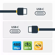 Cable Usb Startech.com Usb C A Usb C, 480 Mbit/s, Negro