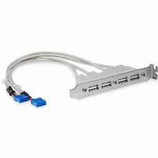Cabezal Bracket Startech De 4 Puertos Usb 2.0 Con Conexión A Placa Base 2x Idc10, Cabezal Bracket 4 Puertos Usb 2.0 Conexión A Placa Base - 4x Usb A Hembra - 2x Idc 10 Pines Hembra (usbplate4)