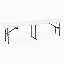 Banca Plegable Modamob, Largo 1.83mts, Ancho 28cm, Alto 43.5cm, Tubo Grosor 22mm, Color Blanco